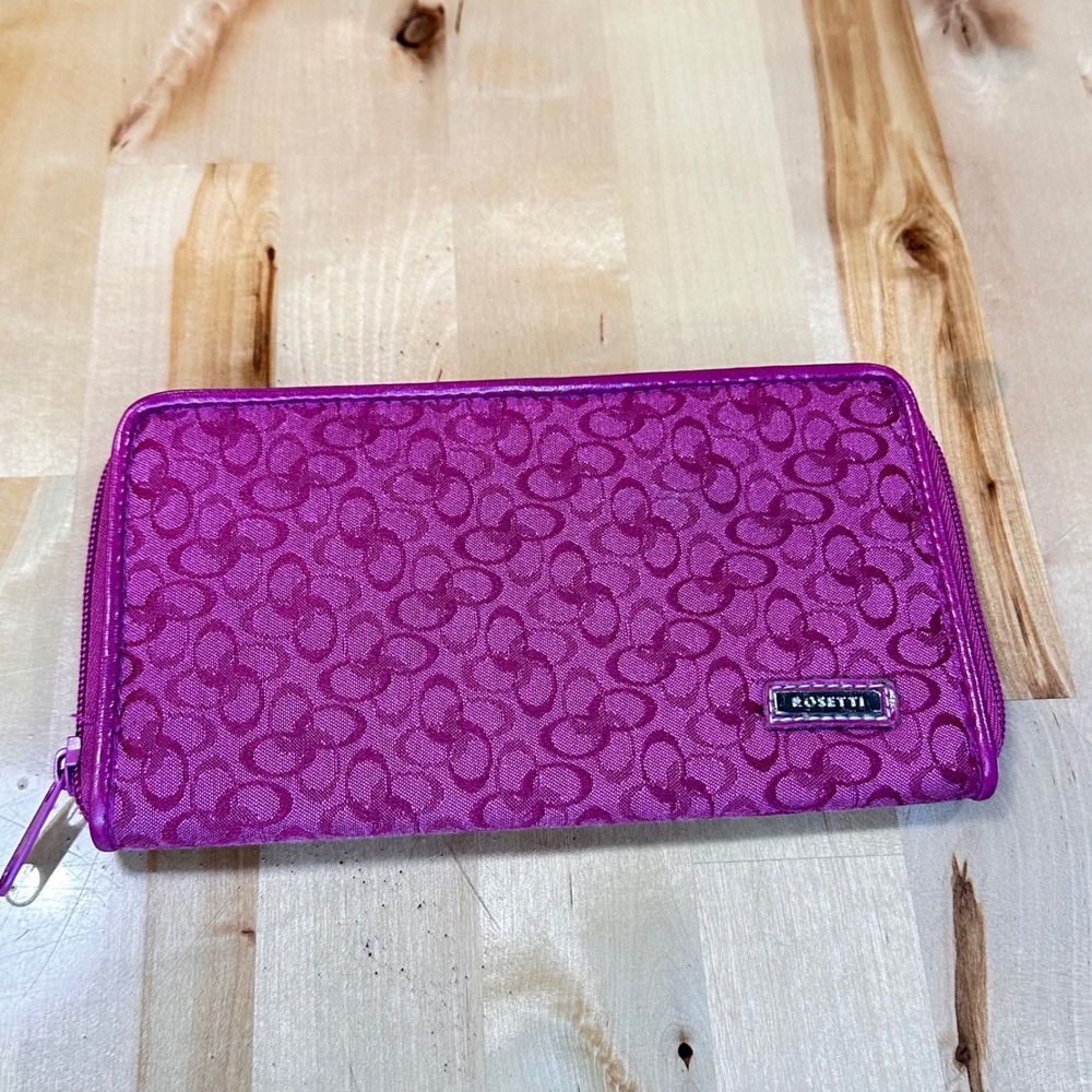 Rosetti Zip Around Wallet Womens OS Magenta Excellent Monogram Logo Print 000186